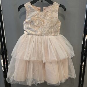 Elegant Cream and Gold Kids Formal Dress